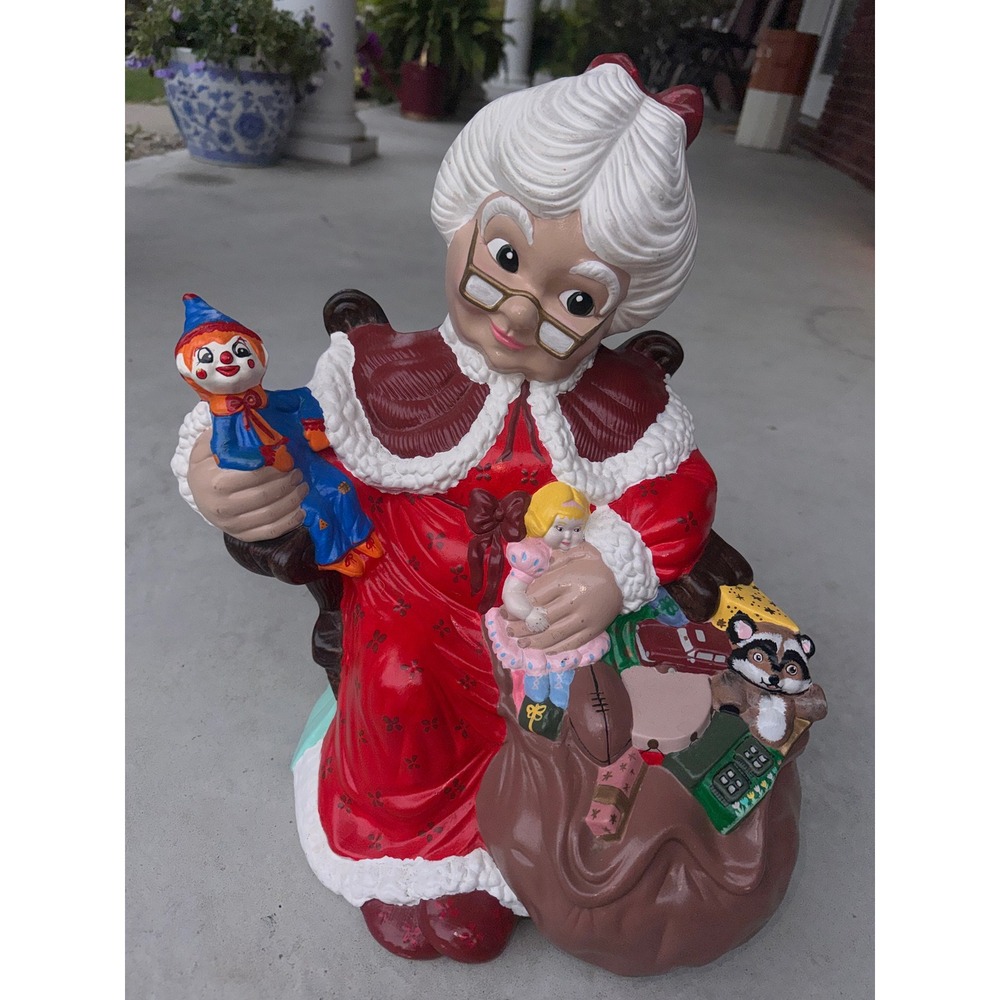 Vintage Atlantic Mold Mrs Claus Ceramic Figurine Hand Painted Christmas 15.5in
